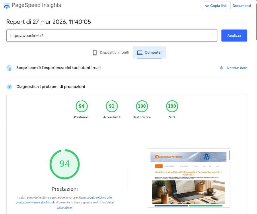 performance desktop wponline.it